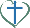 drawing of heart outline encircling a religious cross